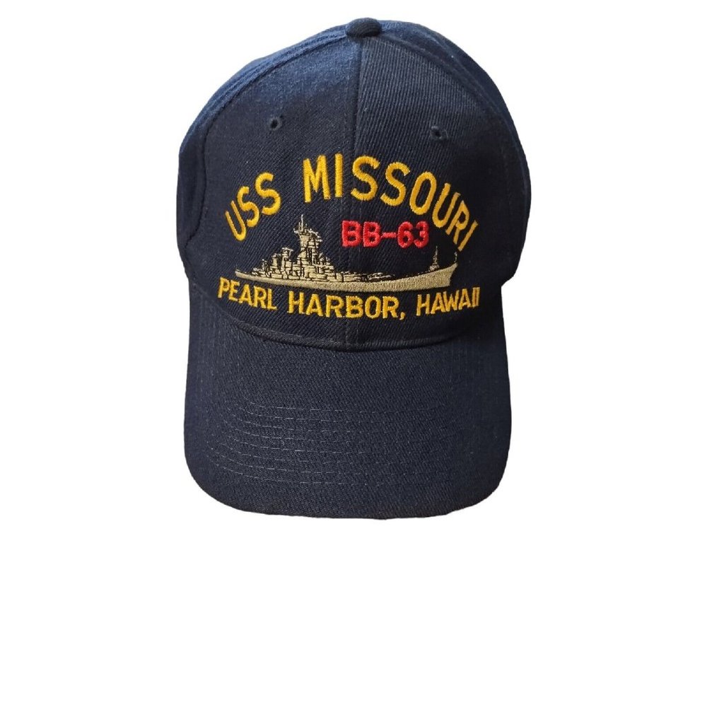 Vintage The Corps USS Missouri BB-63 Pearl Harbor Snapback Hat Cap Navy Military